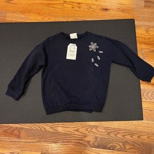 Zara Girls Sweatshirt with Floral Embroidery - Size 7